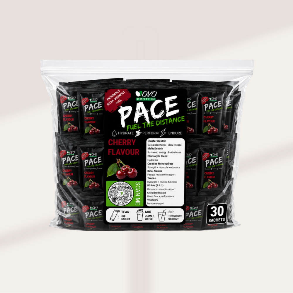 PACE Intra-Workout | Hydration & Endurance Fuel | Ovo Protein - Cherry, Month Pack (30 x 40g)